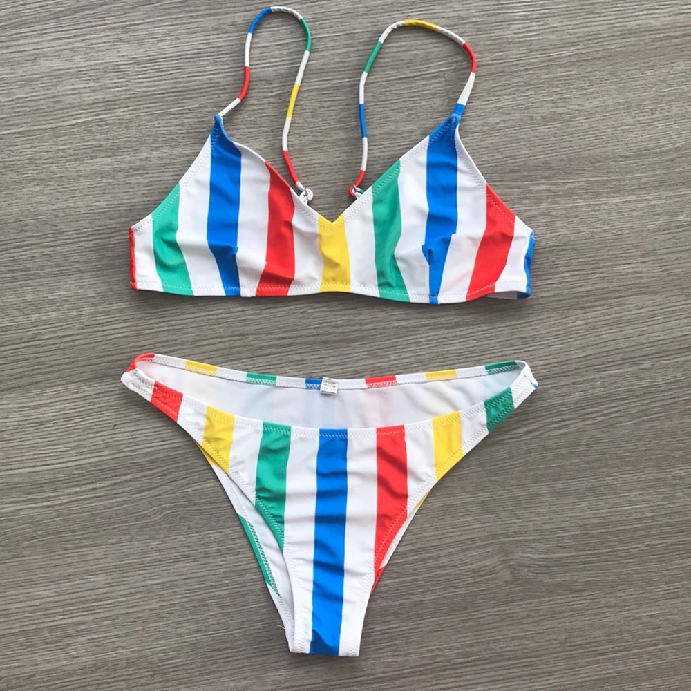 Cute rainbow striped bikini, worn once!
